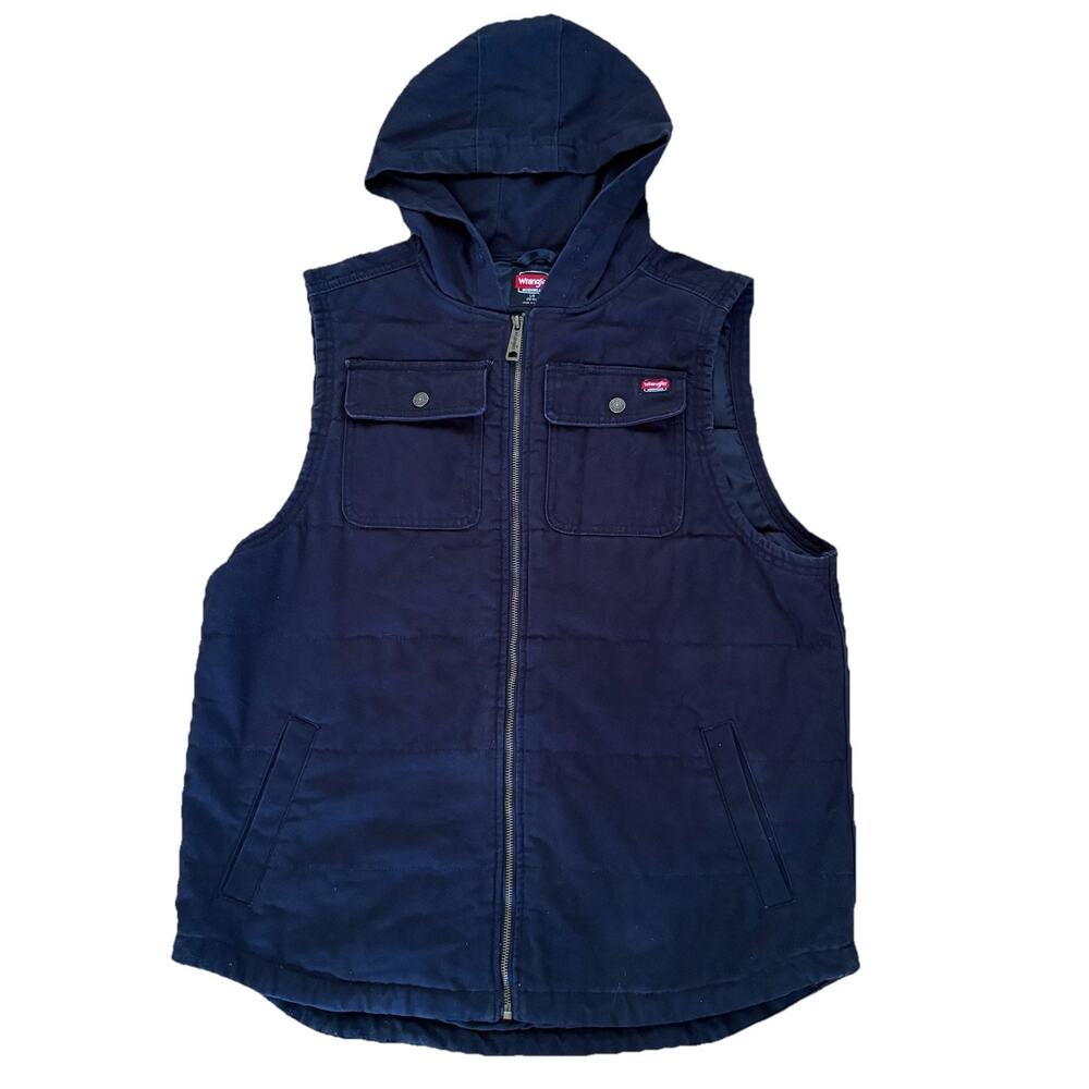 Wrangler Workwear Vest LRG Hooded Quilted Insulated Urban Explorer Gorpcore BLK